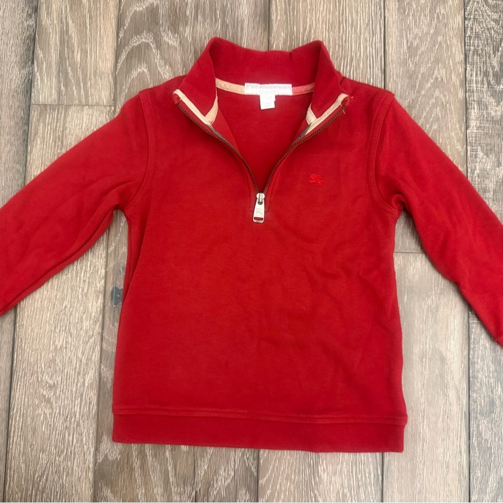 Burberry Red Kids Sweatshirt with Quarter Zip Collar size 3Y